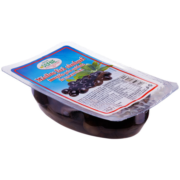 Masline negre fara samburi in saramura Defne 200g