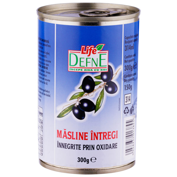 Masline negre intregi innegrite prin oxidare Defne 300g