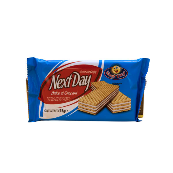 Next Day Napolitane cu crema cu aroma de cocos 75g