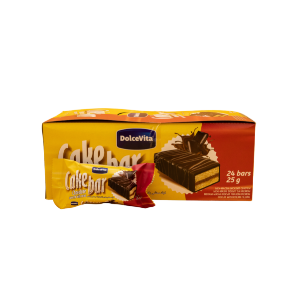 Cake bar Dolce Vita - prajitura cu crema de ciocolata si glazura de ciocolata 25g