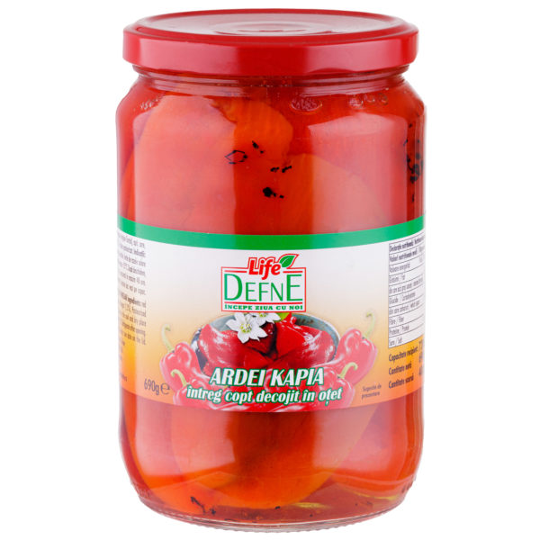 Ardei kapia intreg copt decojit, in otet Defne 720ml