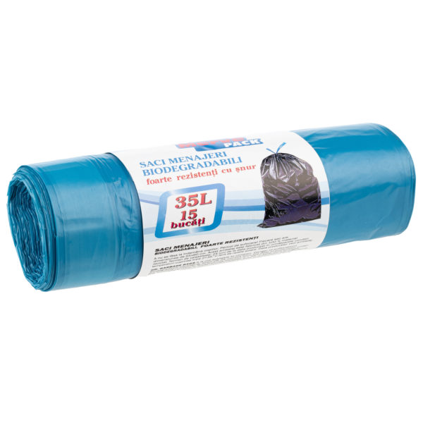 Saci menaj biodegradabili cu snur Merve Pack 35L