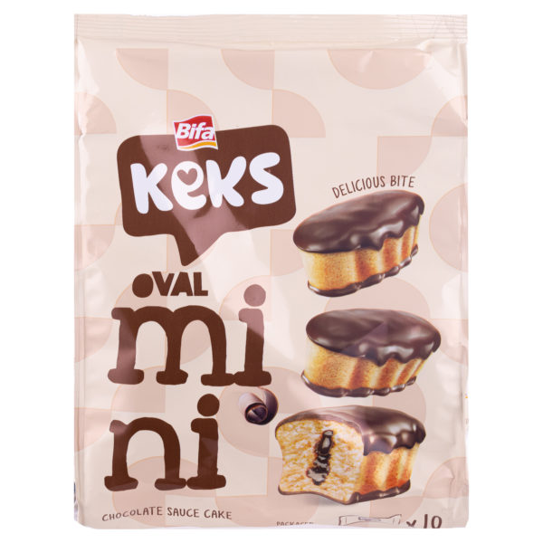 Bifa prajitura mini Keks, glazura cu sos de ciocolata 180g