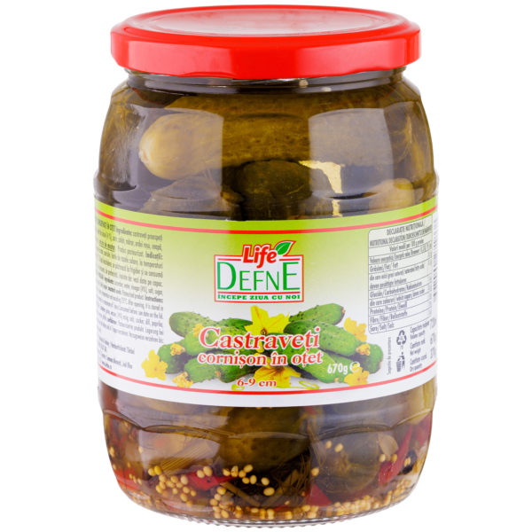 Castraveti cornison in otet (6-9cm) Defne 720ml