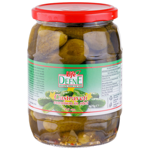 Castraveti cornison in otet (3-6cm) Defne 720ml