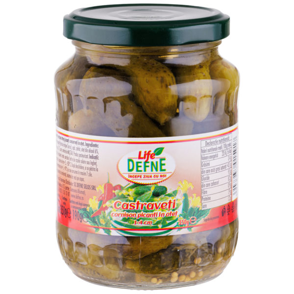 Castraveti cornison picanti in otet (1-4cm) Defne 370ml