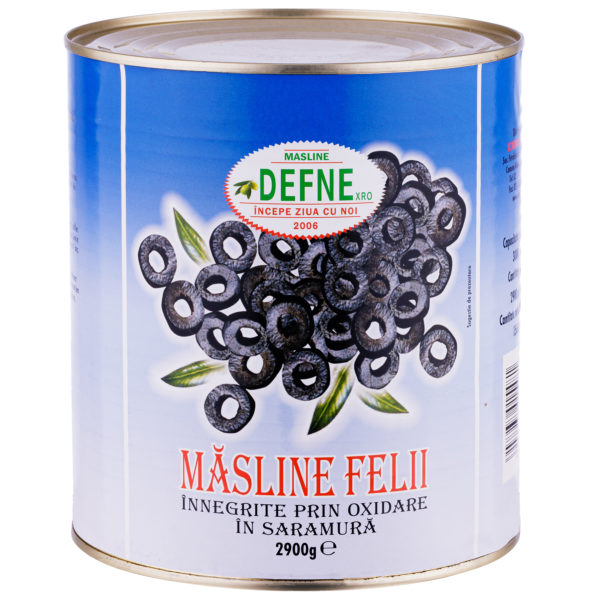Masline negre felii in saramura Defne 2900g