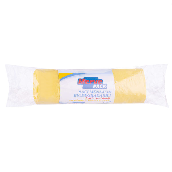 Saci menaj biodegradabili cu snur si miros de lamaie Merve Pack 35L