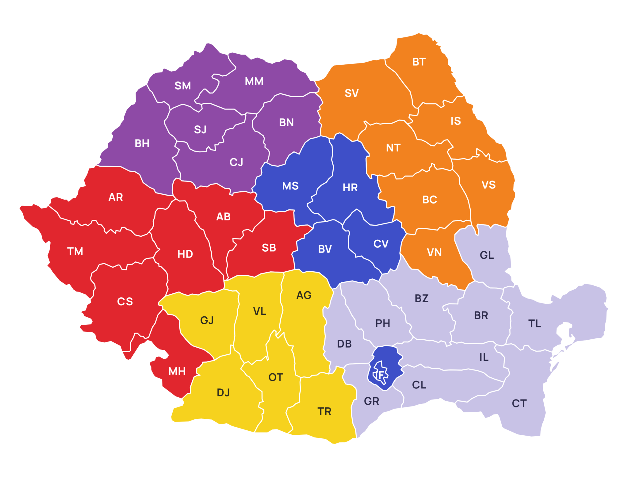 Harta României cu zonele acoperite de agenții de vânzări Defne Selos